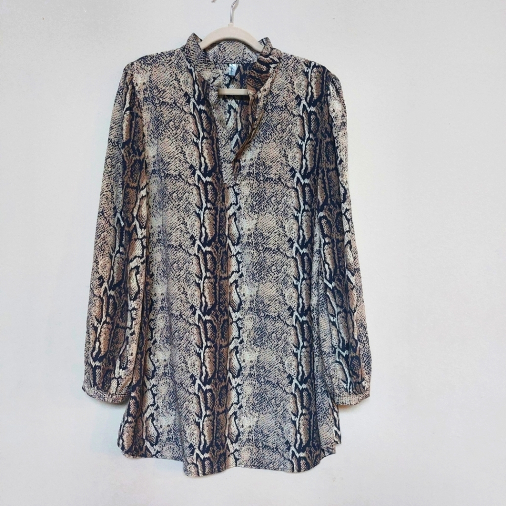 AUDITIONS Women's SnakeSkin Print Shirt-dress Longsleeve Size XL